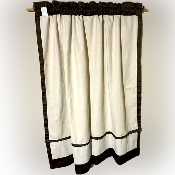 CURTAIN PANEL L 45” W 40” BROWN POLYESTER COTTON WINDOW TREATMENT COVERING DRAPE - Picture 2 of 6